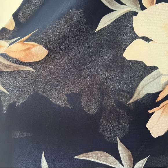 Navy Floral Palazzo Pants with Tie Waist - Picture 7 of 7